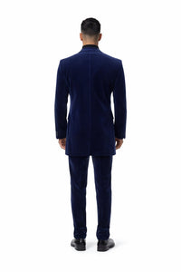 Velvet Long Coat - Velvet Car coat - Navy Coat $199