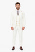 Men's Off White Statement Ticket Pocket Peak Lapel Wool Double Breasted Vest Suit with Gold Buttons – Modern Fit