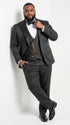 Mens Paisley Black Prom Tuxedo – 3-Piece Wedding Suit with Satin Peak Lapel & Double-Breasted Vest