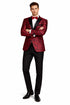 Mens Paisley Embroidered Regular Fit Paisley Pattern Tuxedo in Red