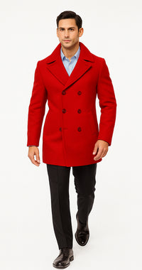 Mens Peacoat 3xl - Mens Peacoat xxl - burgundy coat Peacoat