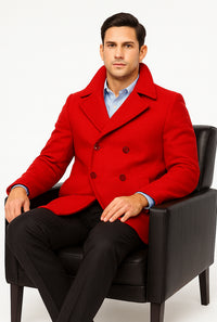 Mens Peacoat 3xl - Mens Peacoat xxl - burgundy coat Peacoat