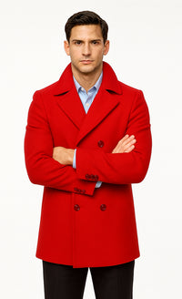 Mens Peacoat 3xl - Mens Peacoat xxl - burgundy coat Peacoat