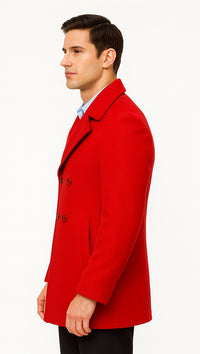 Mens Peacoat 3xl - Mens Peacoat xxl - burgundy coat Peacoat