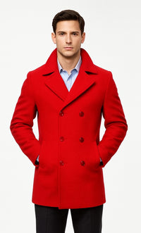 Mens Peacoat 3xl - Mens Peacoat xxl - burgundy coat Peacoat