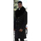 Mens Black Peacoat With Fur Collar - 3/4 Length - Wool & Cashmere