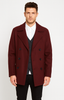 Mens Peacoat Slim Fit - Fitted Wool Peacoat - Slim Cut -Burgundy Wine