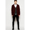 Mens Peacoat Slim Fit - Fitted Wool Peacoat - Slim Cut -Burgundy Wine