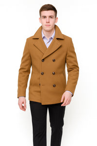 Mens Peacoat Wool Fabric Double breasted Style Coat in 10 Colors