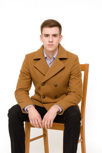 Mens Peacoat Wool Fabric Double breasted Style Coat in 10 Colors