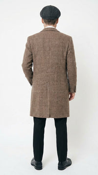 Mens Peaky Blinders Gray Plaid Double Breasted Overcoat + Suit  Peaky Blinders Vintage Wool Blend Coat 1920s