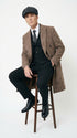 Mens Peaky Blinders Gray Plaid Double Breasted Overcoat + Suit  Peaky Blinders Vintage Wool Blend Coat 1920s
