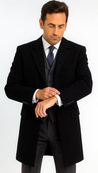 Mens Peaky Blinders Michael Gray Vested Suit & Black Overcoat Costume