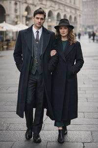 Mens Peaky Blinders Costume Thomas Shelby 3PC Suit & Black Overcoat