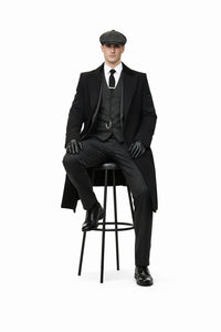 Mens Peaky Blinders Costume Thomas Shelby Suit & Overcoat