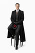 Mens Peaky Blinders Costume Thomas Shelby Vested Suit & Black Overcoat