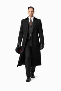 Mens Peaky Blinders Costume Thomas Shelby Vested Suit & Black Overcoat