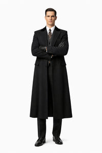 Mens Peaky Blinders Costume Thomas Shelby Vested Suit & Black Overcoat