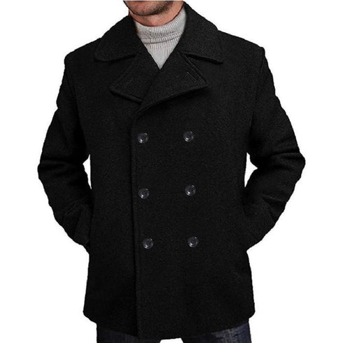 Mens Petticoat - Wool Petty Coat - Black Regular Fit Petticoat Jacket