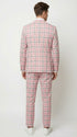 Mens Pink and Black Plaid Designer Suit Set – Stylish Suit with Check Pattern Jacket and Windownpane Summer Color