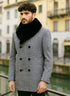 Mens Plaid Overcoat - Gray Wool Peacoat Plaid Topcoats