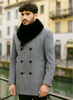 Mens Plaid Overcoat - Gray Wool Peacoat Plaid Topcoats