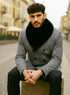 Mens Plaid Overcoat - Gray Wool Peacoat Plaid Topcoats