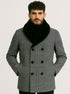 Mens Plaid Overcoat - Gray Wool Peacoat Plaid Topcoats