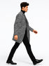 Mens Plaid Overcoat - Hounstooth Checker Pattern Black Topcoat