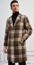 Mens Plaid Overcoat - Hounstooth Checker Pattern Topcoat - Multi-color