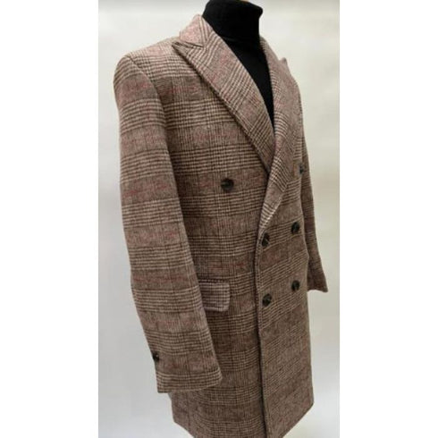 Mens Plaid Overcoat - Peacoat - Plaid Topcoats