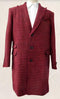 Mens Plaid Overcoat - Wool Peacoat - Plaid Topcoats Red