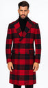 Mens Plaid Overcoat - Wool Peacoat - Red Plaid Topcoats