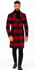 Mens Plaid Overcoat - Wool Peacoat - Red Plaid Topcoats