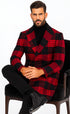 Mens Plaid Overcoat - Wool Peacoat - Red Plaid Topcoats
