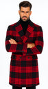 Mens Plaid Overcoat - Wool Peacoat - Red Plaid Topcoats