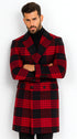 Mens Plaid Overcoat - Wool Peacoat - Red Plaid Topcoats