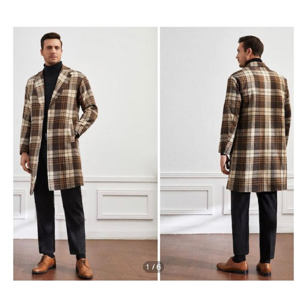 Mens Plaid Overcoat