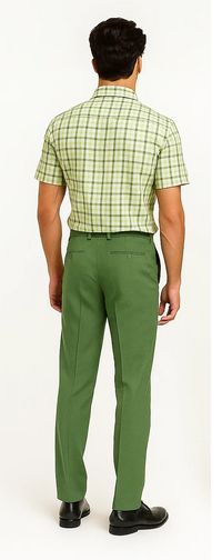 Mens Plaid Walking Suit in sage by Dreams by Zacchi – 2 Piece Leisure Outfit with Matching Shiirt and pant -$99
