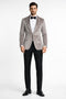 Men's Platinum Velvet Dinner Jacket with Satin Shawl Lapel | Formal Wedding Prom Blazer