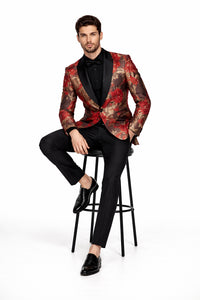 Mens Red and Gold Dinner Jacket - Mens Evening jackets - Tuxedo Dinner Jacket