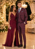 Mens Red Burgundy Plaid 3-Piece Suit – Classic Checkered Modern Fit Suit for Weddings, Church and Formal Events