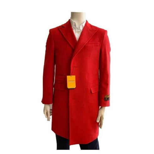 Mens Red Overcoat Trench coat - Wool Fabric Trench Coat For Men