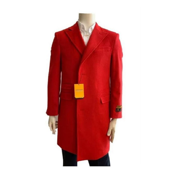 Mens Red Overcoat Trench coat - Wool Fabric Trench Coat For Men