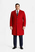 Mens Red Pea Coat-Three Quarter Wool Car Coat