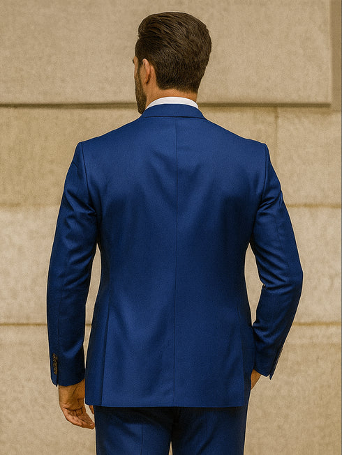 Classic Royal Blue Suit with Chain Detail – Groom & Formal Wear
