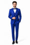 Mens Royal Blue Tuxedo - Men's Vested Satin Trim Shawl Wedding & Prom Royal Blue Tuxedo