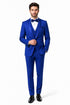 Mens Royal Blue Tuxedo - Men's Vested Satin Trim Shawl Wedding & Prom Royal Blue Tuxedo