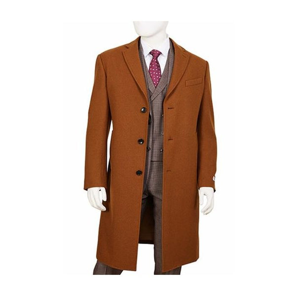 Mens Rust Cognac Vicuna Coat $199