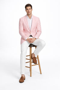 Mens Seersucker ~ Sear Sucker Two Button Pink Blazer
